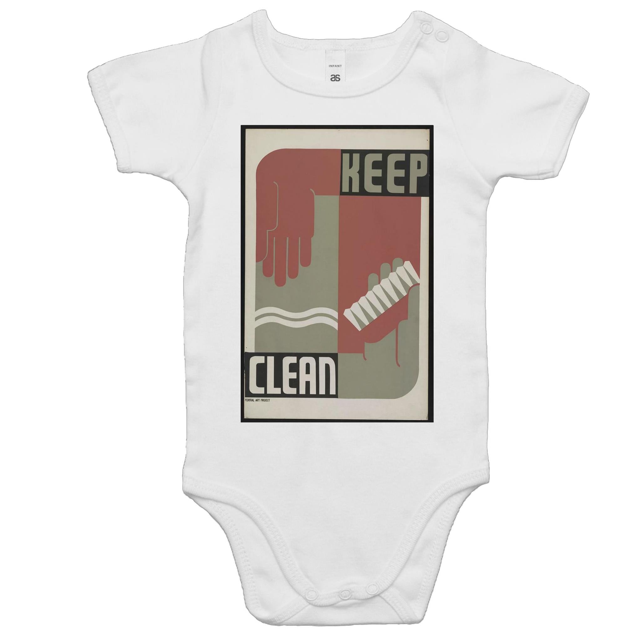 Keep Clean by Erik Hans Krause - Baby Onesie Romper Arty Threads Australia
