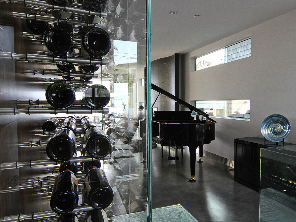 glass wall wine rack storage solution.