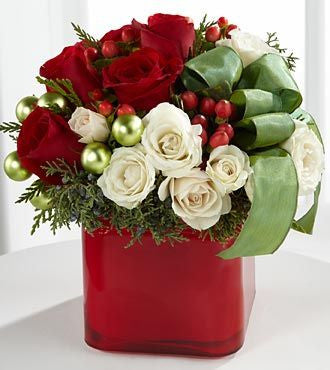 Holiday Square Vase Arrangement – Ava Florist