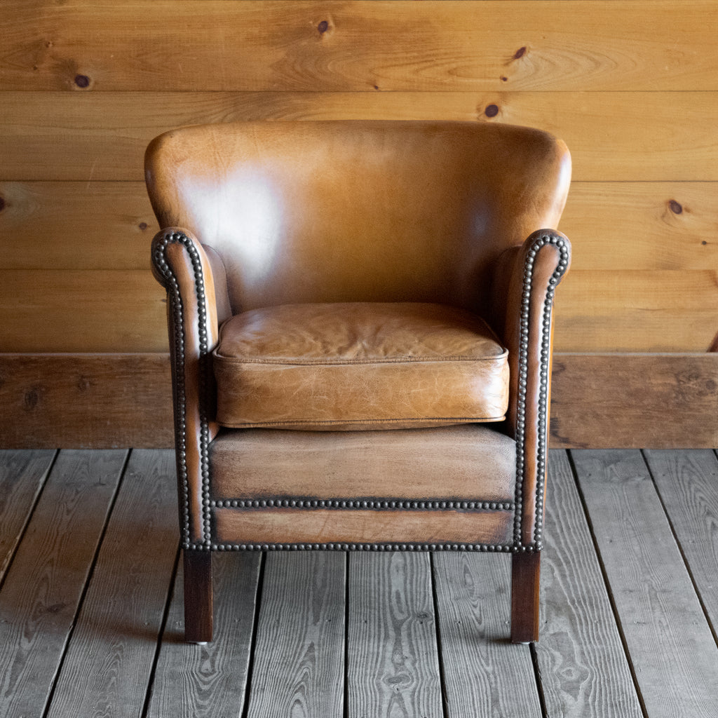 Jensen Leather Club Chair | Small Authentic Buffalo Leather Club Chair