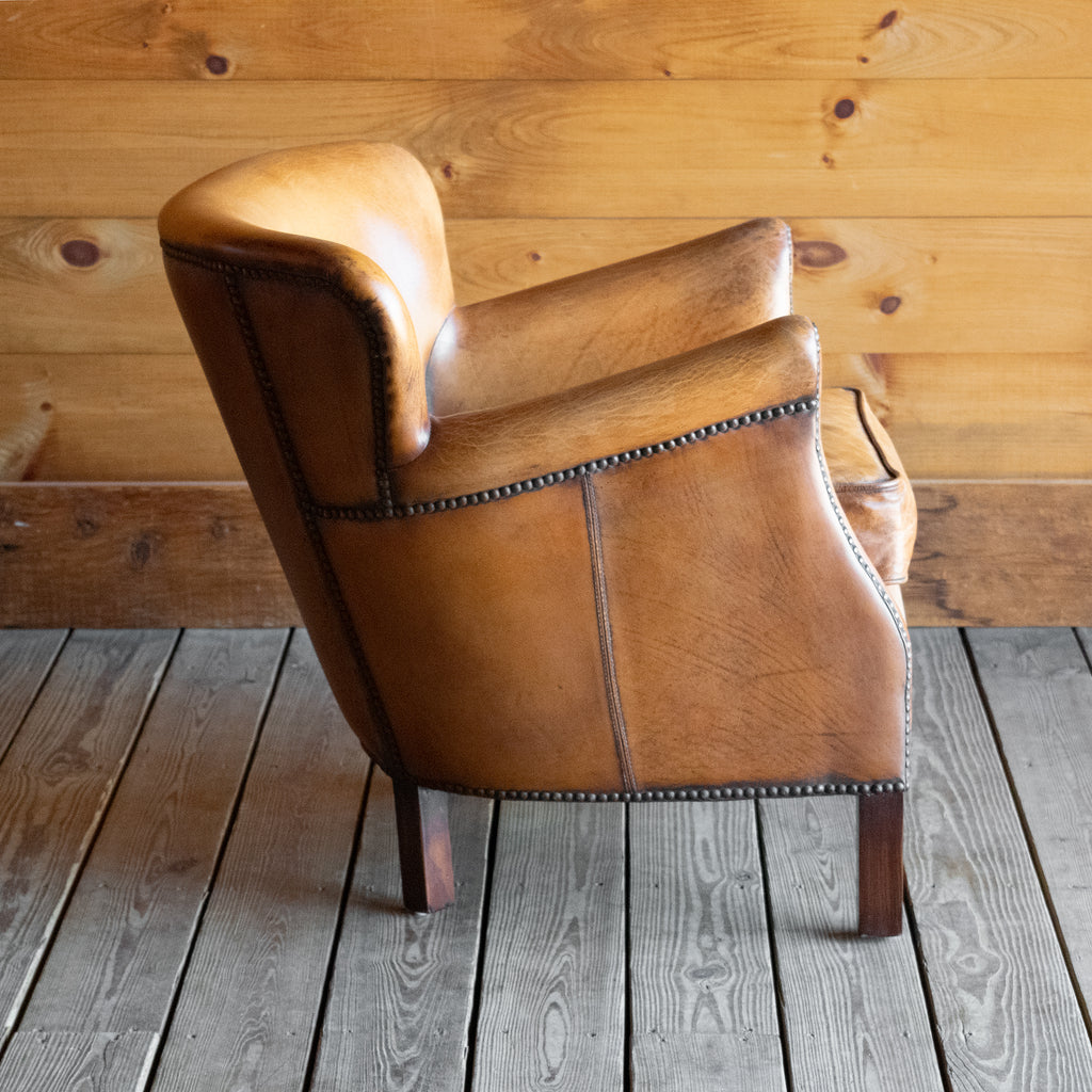 Jensen Leather Club Chair | Small Authentic Buffalo Leather Club Chair