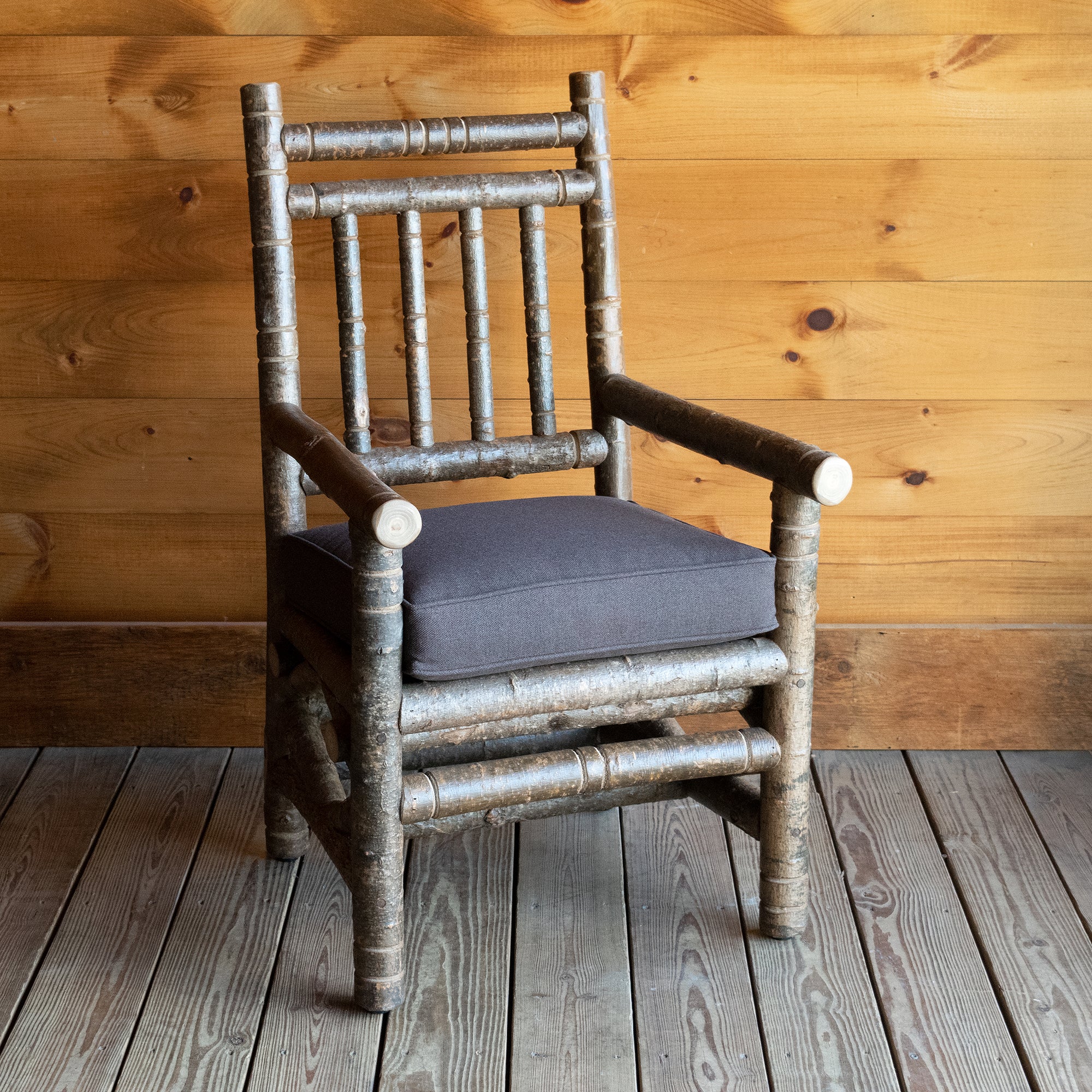 Owen Dining Arm Chair | Rustic Poplar Dining Arm Chair with Hand-Notched  Details and Seat Cushions – Dartbrook Rustic Goods