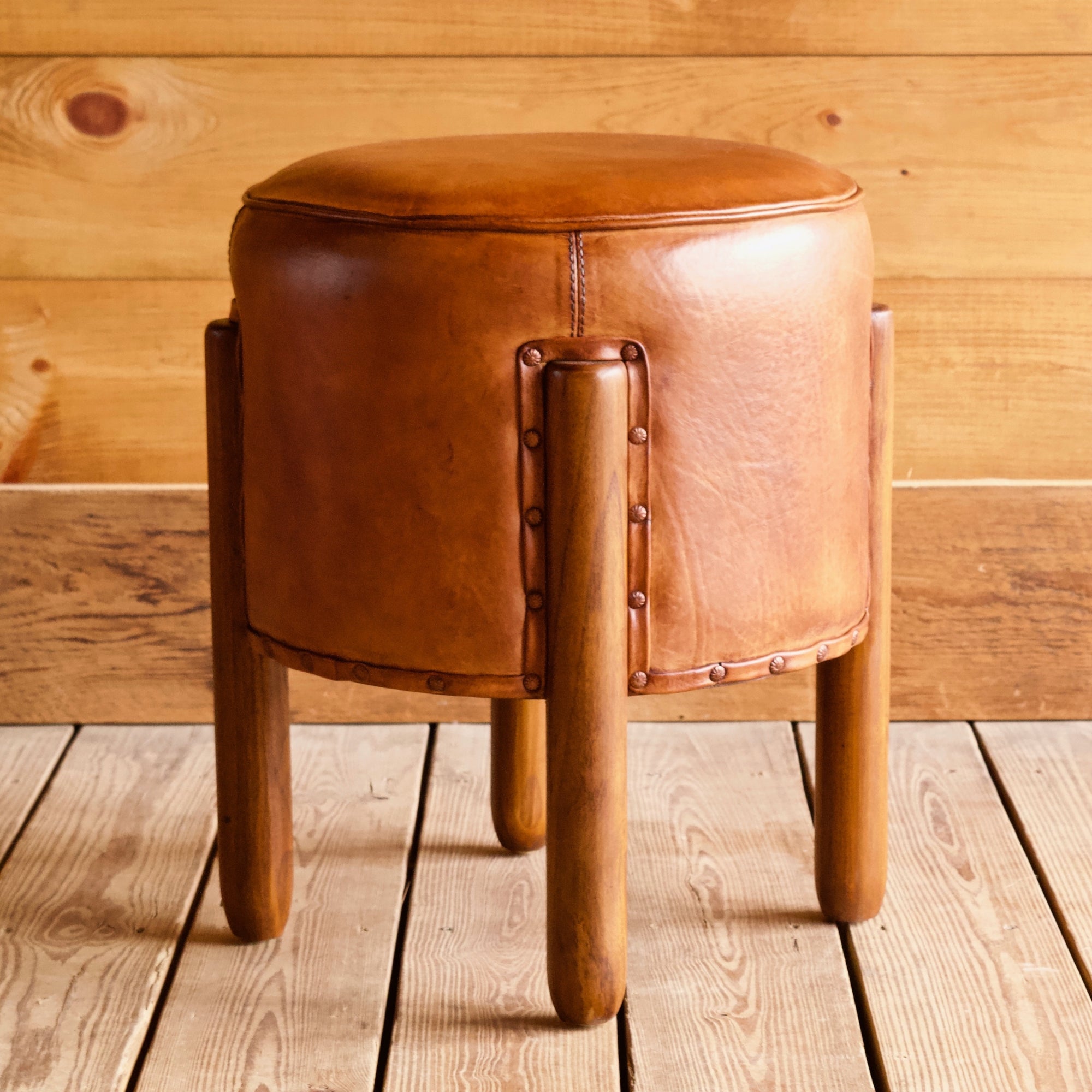 round tufted leather ottoman coffee table