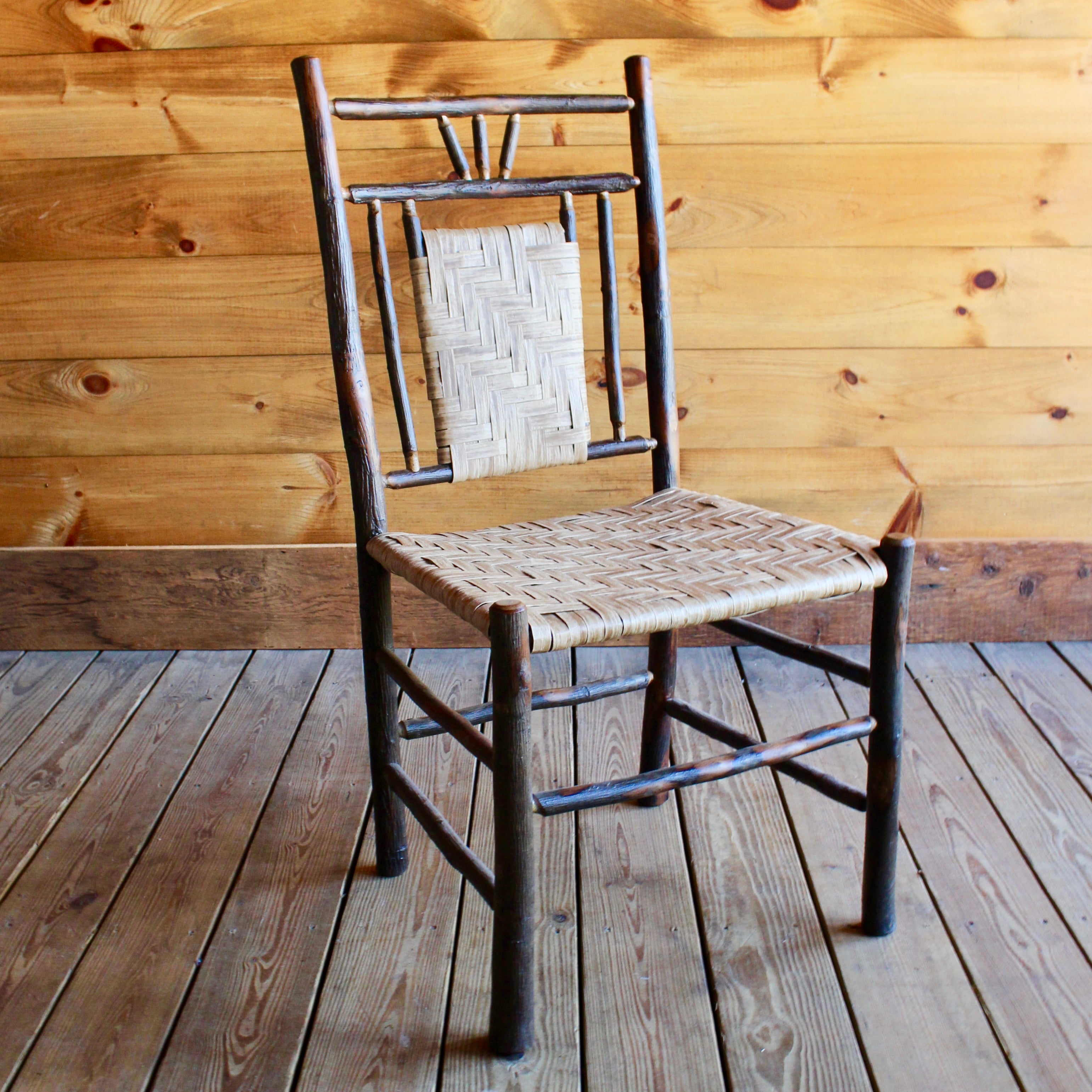 Hickory And Splint Dining Chair Handmade Adirondack Rustic