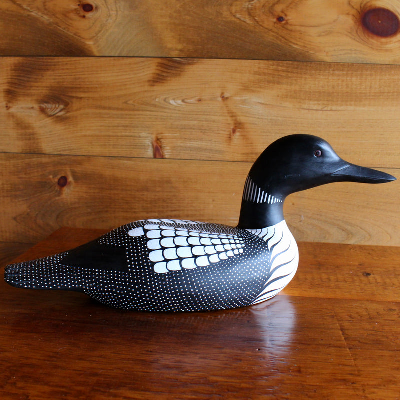 Hand Carved Common Loon | Rustic Adirondack Decorative 