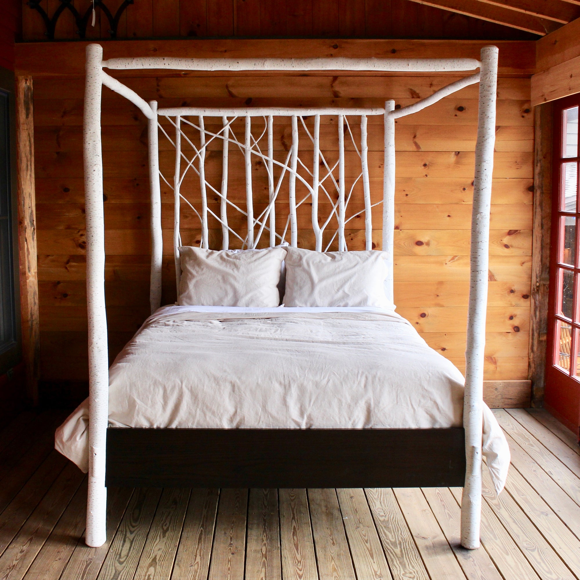 Algonquin Canopy Bed in Faux White Birch | Rustic Birch 