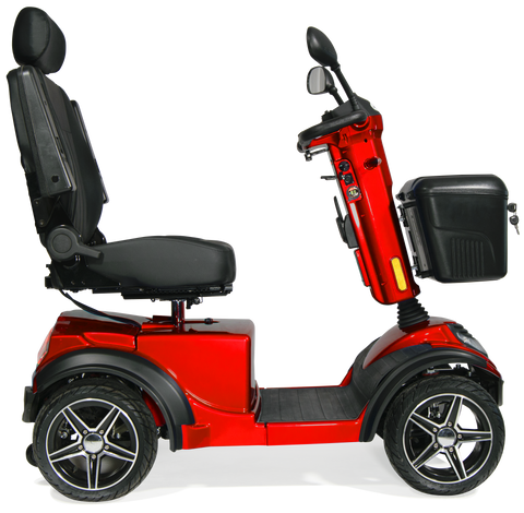 Used pre-owned reconditioned mobility scooters folkestone kent. This image is of a red ignite mobility scooter in our folkestone showroom.