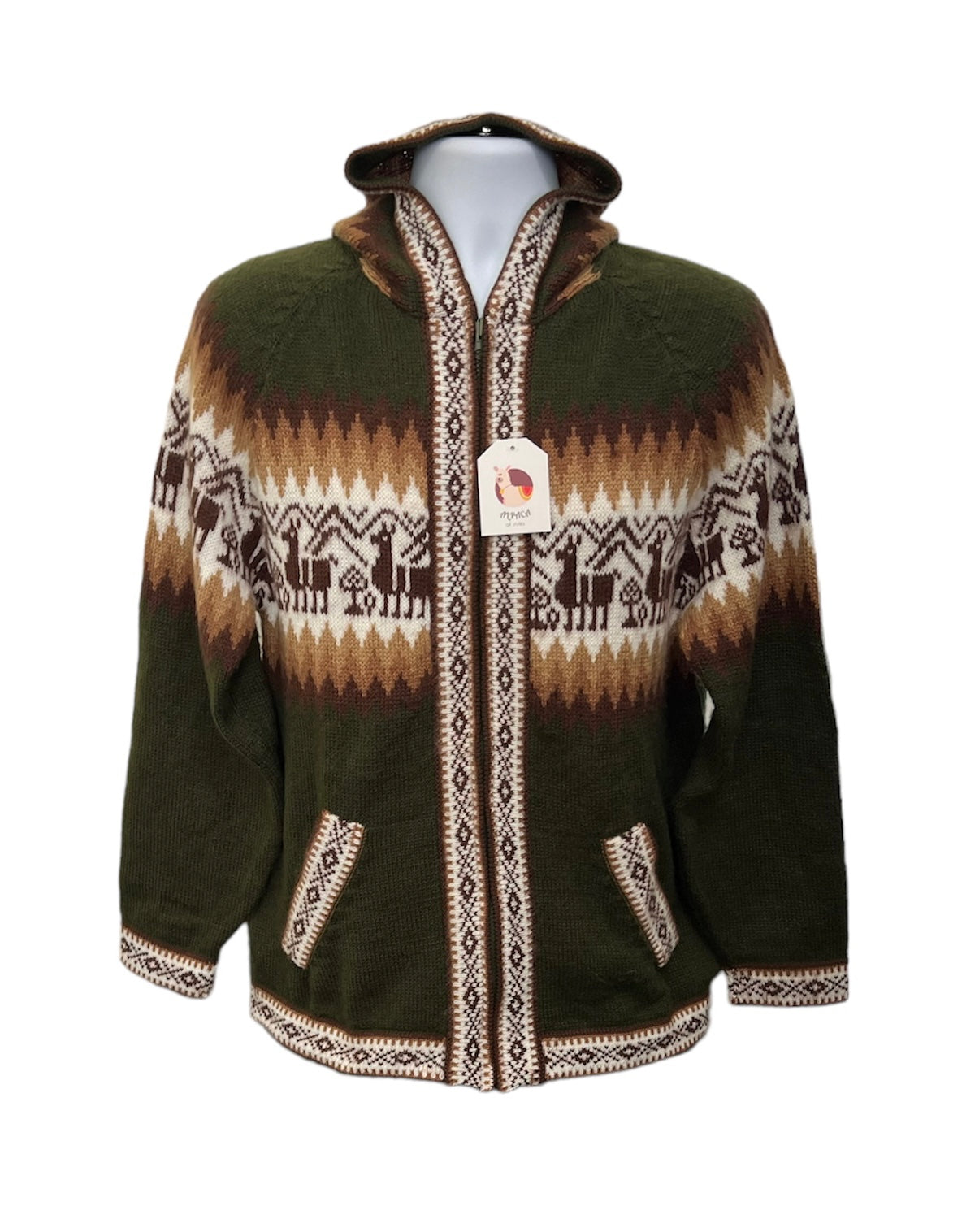Green brown alpaca’s pattern