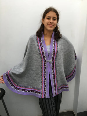 Grey Cape w/ Purple Pattern - Alpaca All Styles