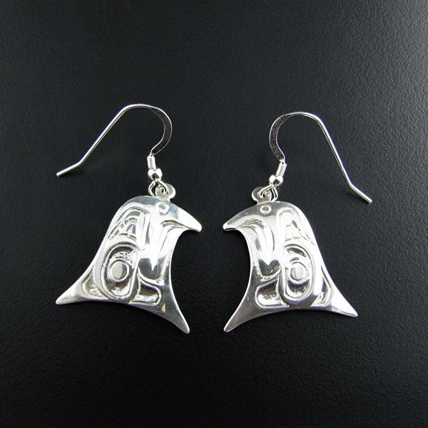Silver Haida Eagle Earrings | Native Art