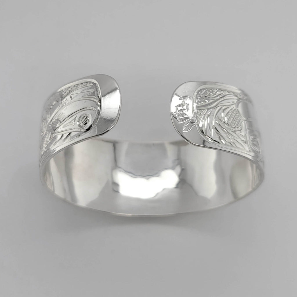 Wolf & Moon Silver Bracelet by Tsimshian artist Bill Helin – Spirits of ...