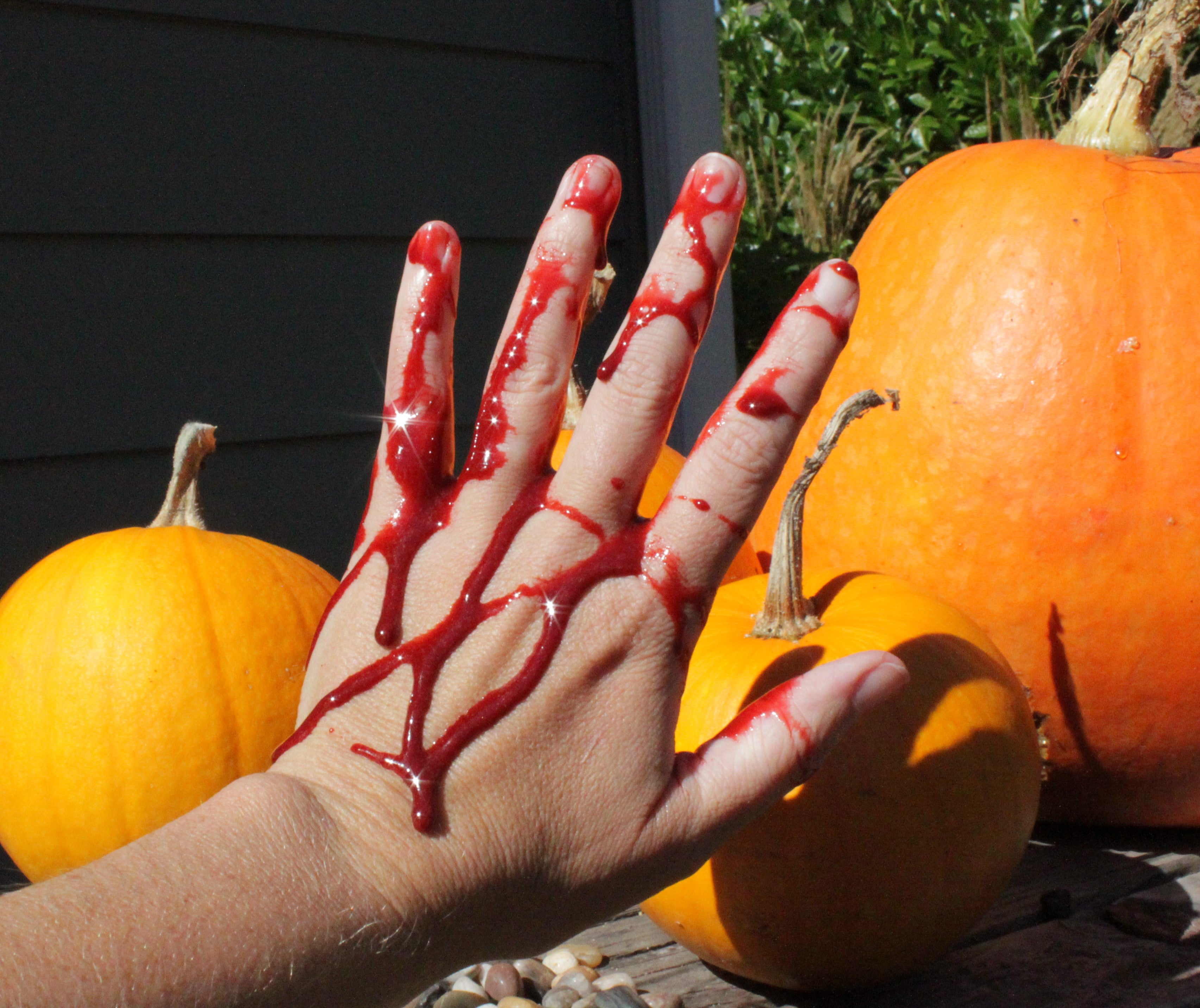 fake blood on hand | Yellow Scope blog