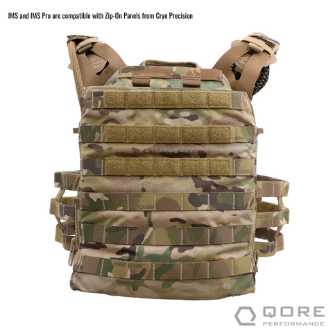 Crye Precision Zip On Back Panels are compatible with the IMS Combo for the IcePlate Curve by Qore Performance for plate carrier hydration