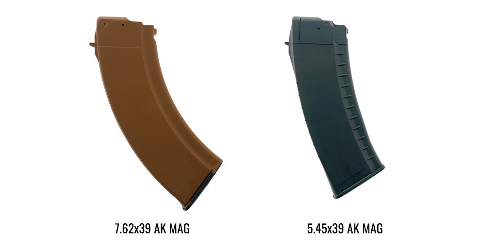 7.62x39 and 5.45x39 AK magazines, photos courtesy of Gunmagwarehouse.com