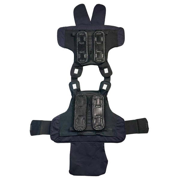 CATAMARAN Universal plate carrier ventilation adapter panel with ICEVENTS Classic Plate Carrier Ventilation Pontoons mounted for body armor ventilation.