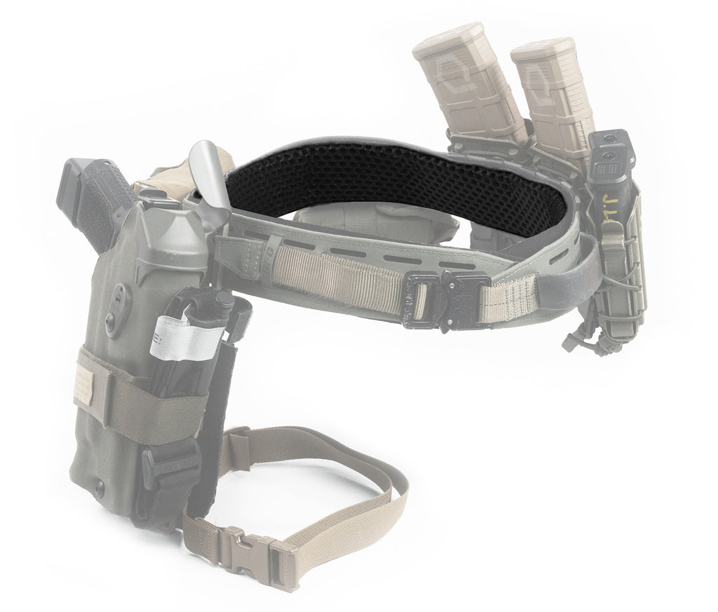 ICEVENTS Inner Belt gun belt upgrade for military, law enforcement, civilian and competition shooters on a Blue Force Gear CHLK gun belt.