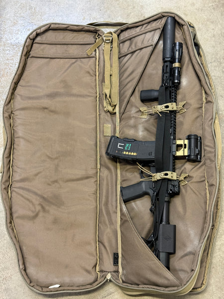 Soft rifle cases with fixed internal lashing straps are not ideal because you cannot adjust the position or orientation of your rifle in your soft gun case.