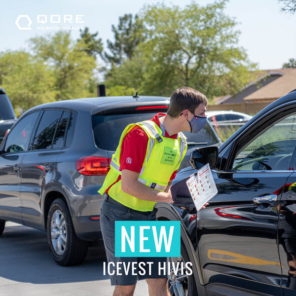 Class 2 cooling hivis safety vest for QSR drive thru used by Dutch Bros Coffee, Chick-fil-A