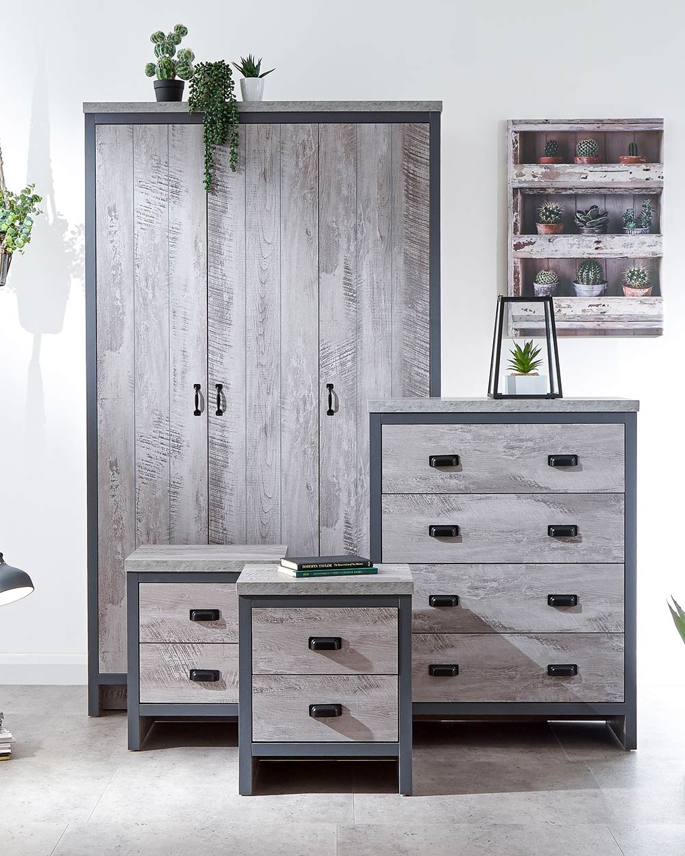 Bedroom Furniture Set 4 Piece Boston Modern Grey - Sue Ryder Online Shop product image