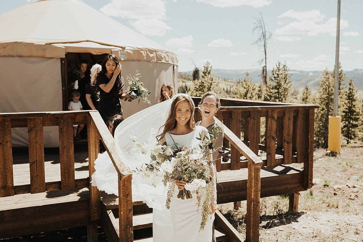 mountain wedding in colorado bridal yurt