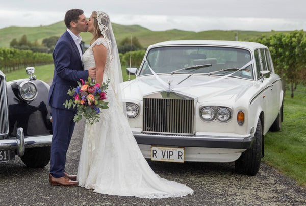 New Zealand wedding with vintage cars