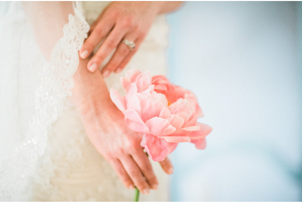 mantilla bridal veils pink peony flower
