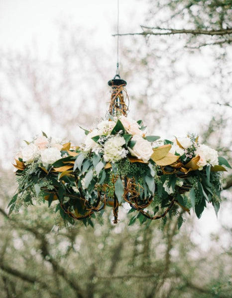 Floral Greenery Chandeliers with White Roses