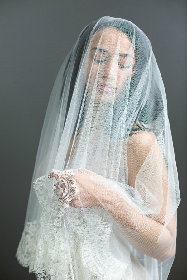 GABRIELLE Blush Cathedral Drop Veil