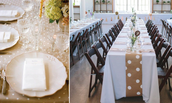 wedding reception table with polka dots