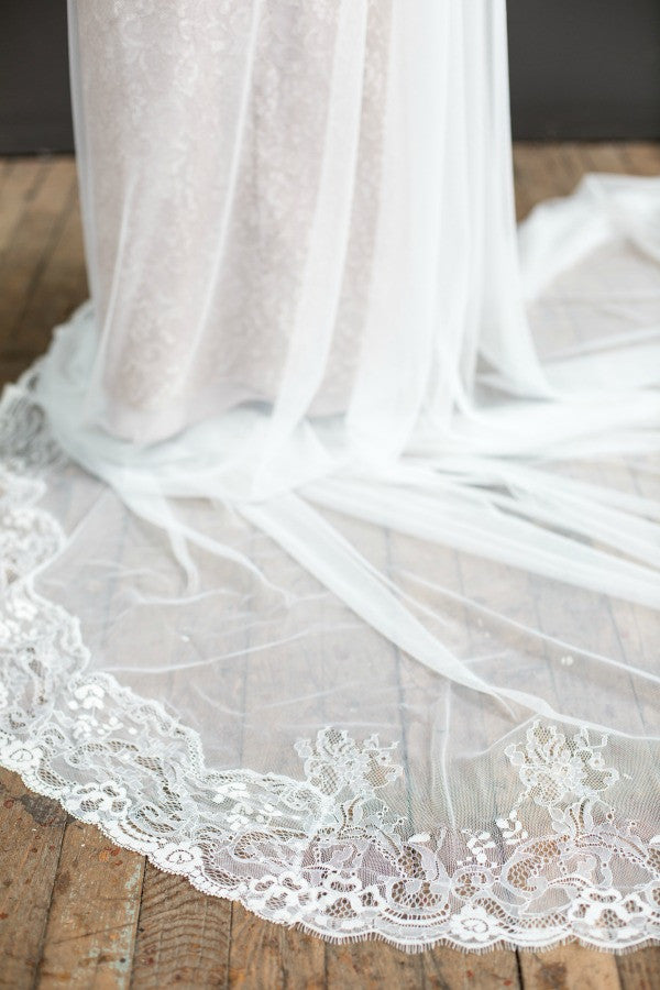 ivory cathedral length lace veil