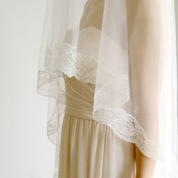 Cathedral Length Lace Mantilla Wedding Veil VG1001 Ivory / No Comb