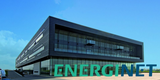 Energinets domicil i Erritsø ved Fredericia med Energinets logo