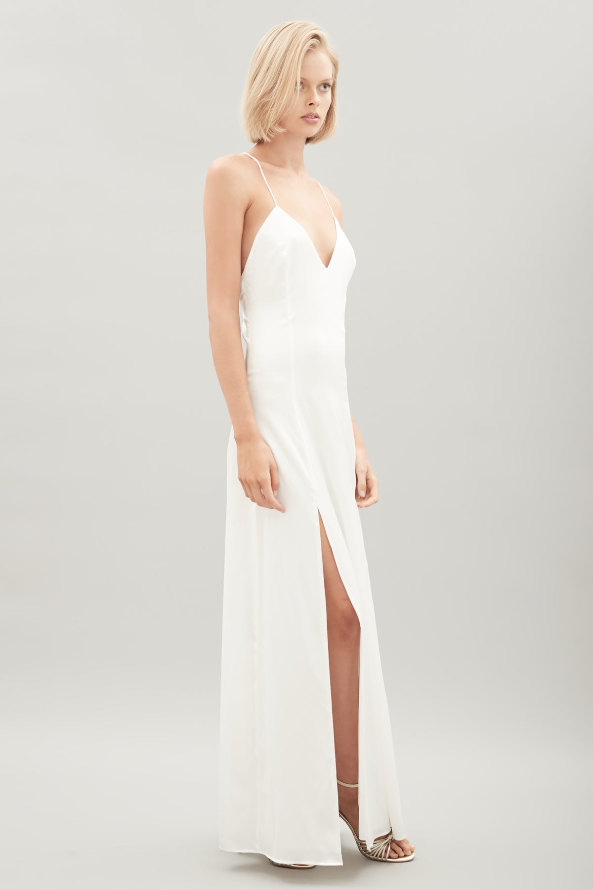 silk maxi dress white