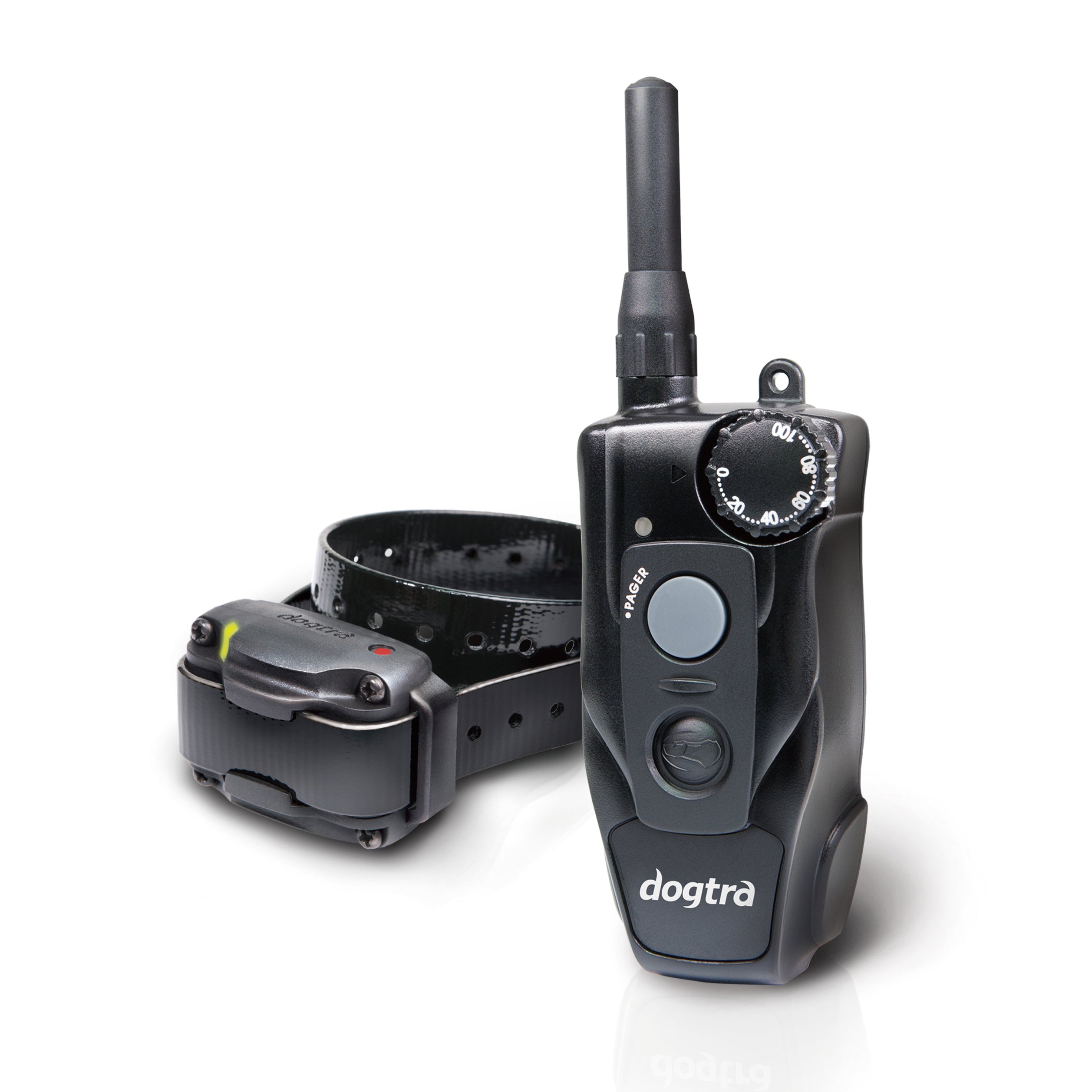 Black dog training collar and remote control set.