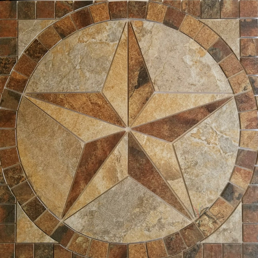 Texas Star Floor Medallion Customized With Your Choice Of Tile