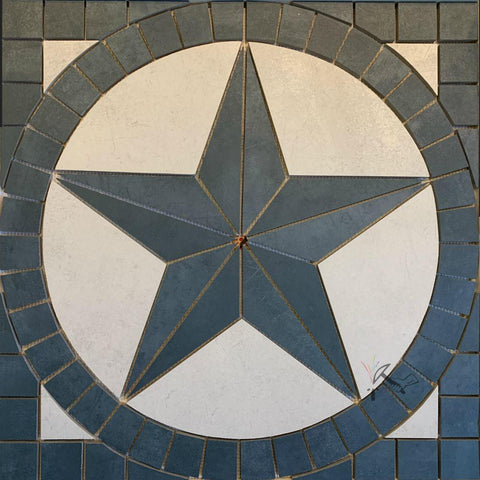 Blue Porcelain Tile Texas Star Medallion