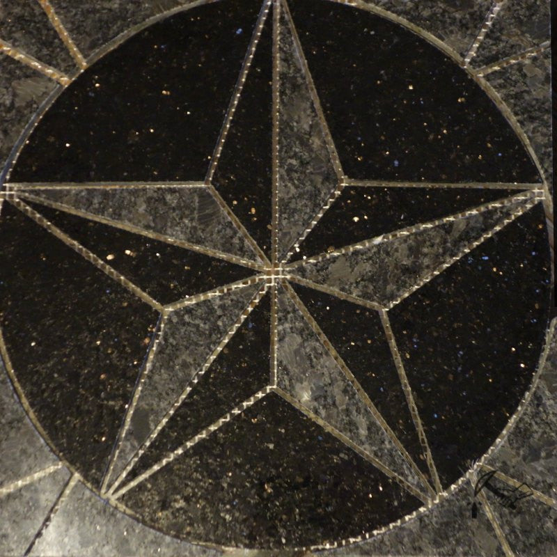 12 Texas Star Granite Backsplash Mural Floor Medallion Black