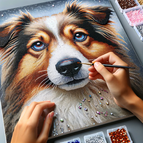Tecniche per creare un ritratto realistico del tuo cane con il Diamond Painting.