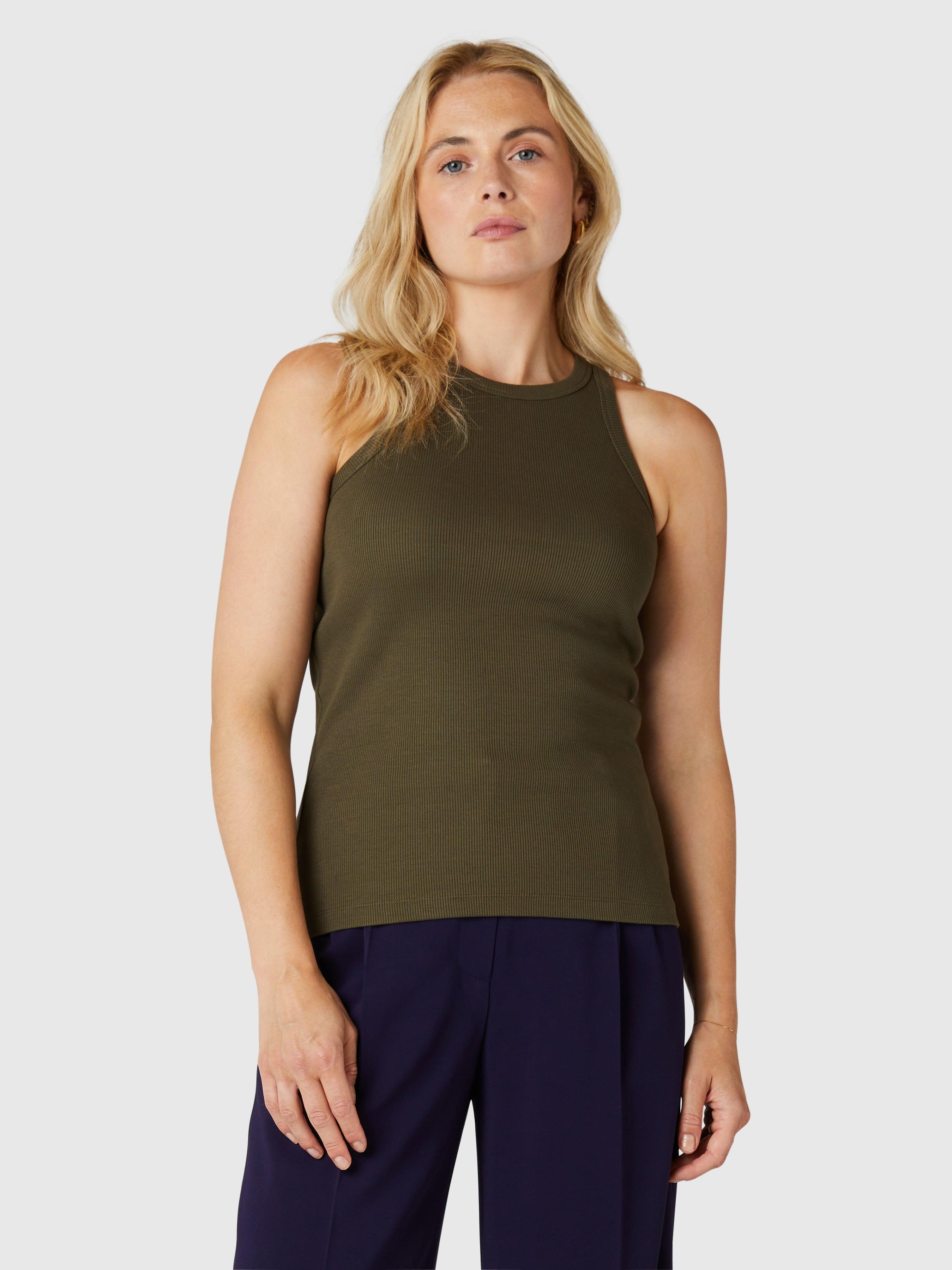 Take It Easy Ribbed Cami in Army Green