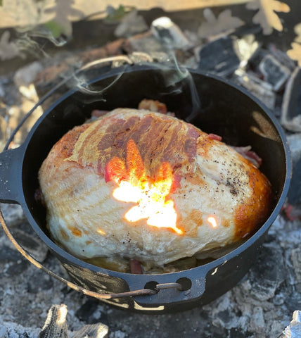 Turkey crown cooked in a dutch oven