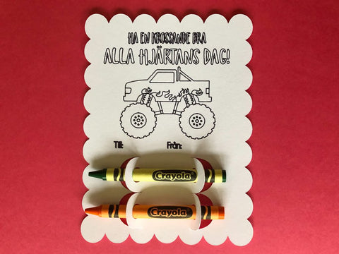 cricut monstertruck Alla Hjärtans Dag Kort med Kritor