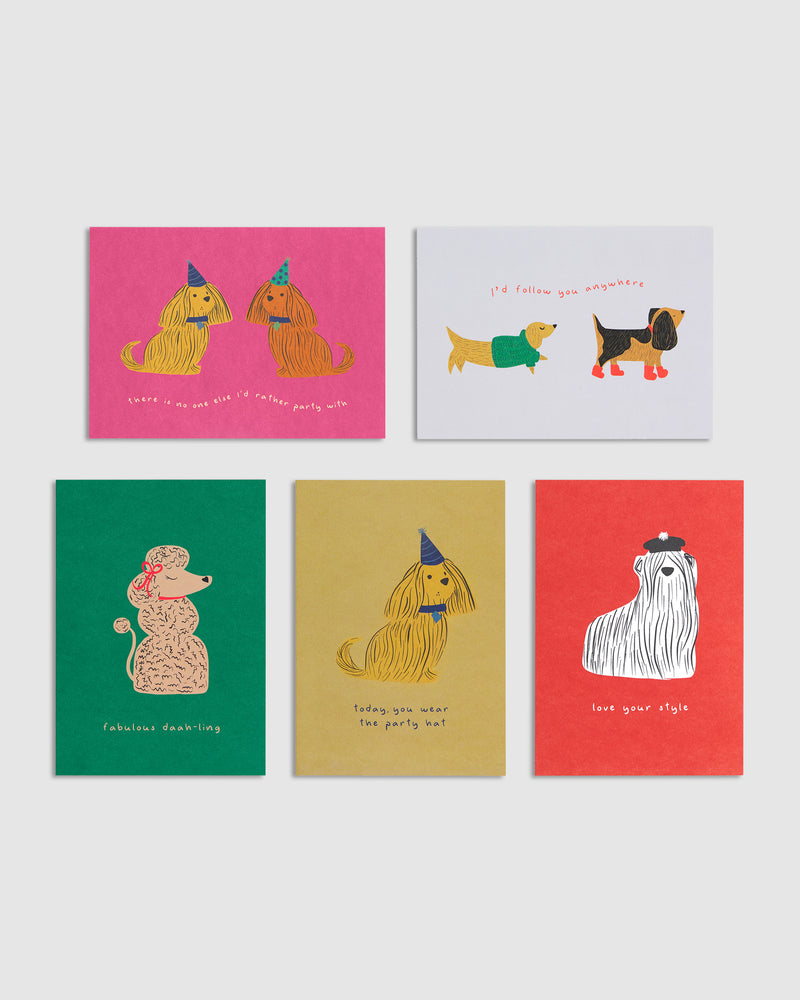 Assorted Greeting Cards 5pk Dogs Wrap