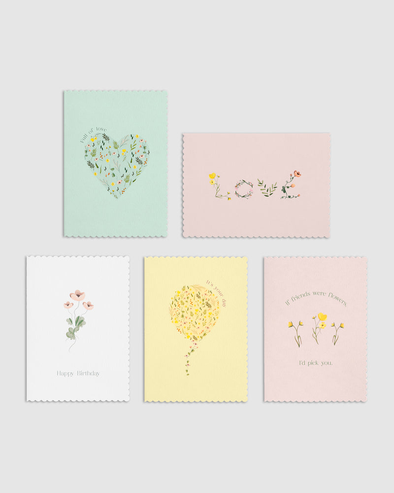 Assorted Greeting Cards 5pk Floral Wrap