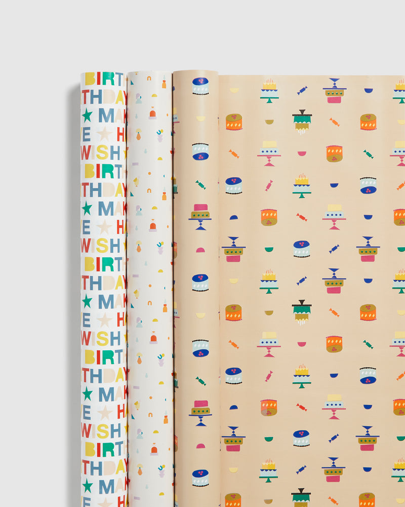 Wrapping Paper Roll Birthday 3pk