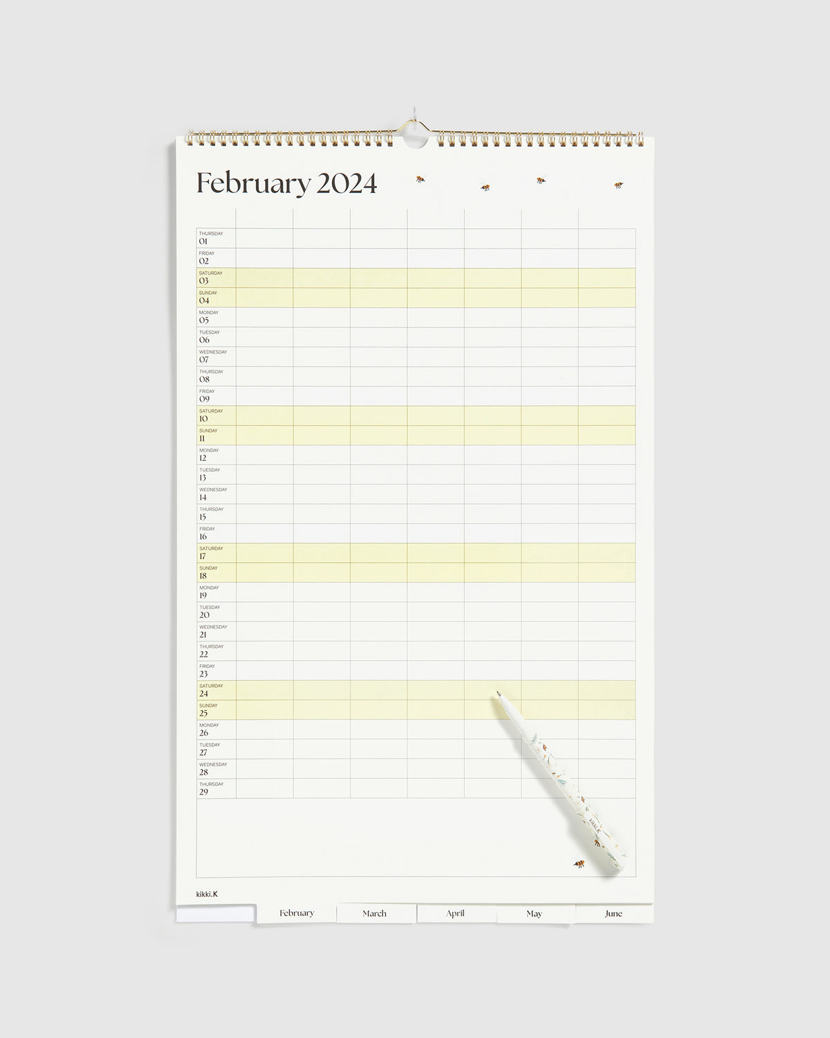 Kokonote Typographical Diary 2024 | 17 Months Diary Week To View | August  2023 - December 2024 | Mid Year Diary 2023-2024 With Stickers | Cute