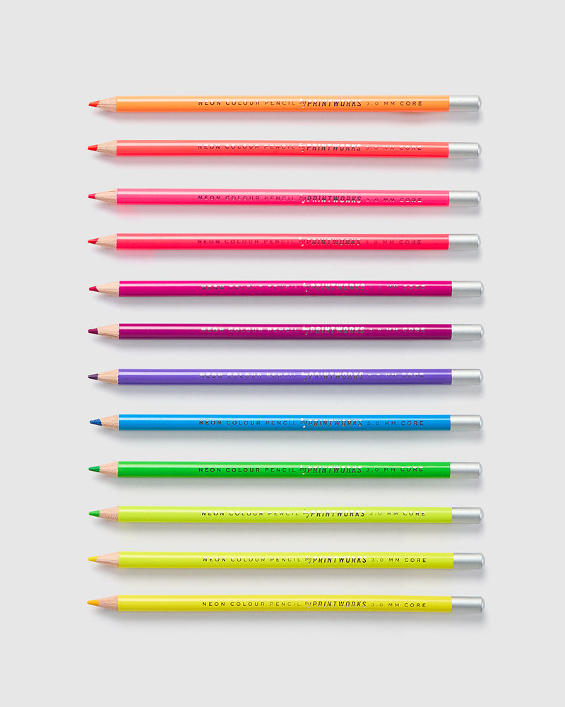 PRINTWORKS NEON COLOUR PENCILS 12PK