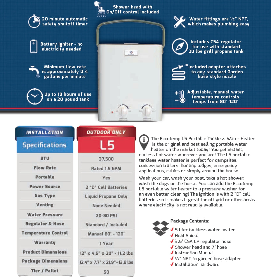 Eccotemp L5 Specs