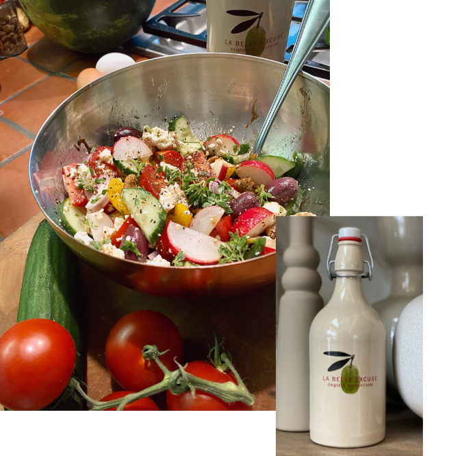 Salade de légumes & huilier en céramique