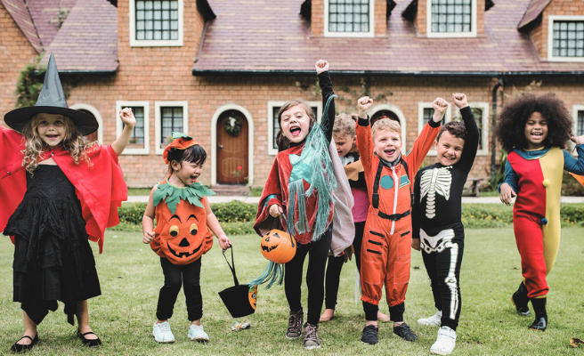 Kids celebrating halloween