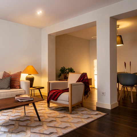 cozy living room with warm lighting